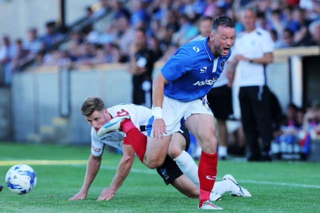 Action from Pompey's 2-2 draw at Salisbury. Picture: Joe Pepler