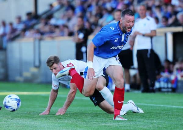 Action from Pompey's 2-2 draw at Salisbury. Picture: Joe Pepler