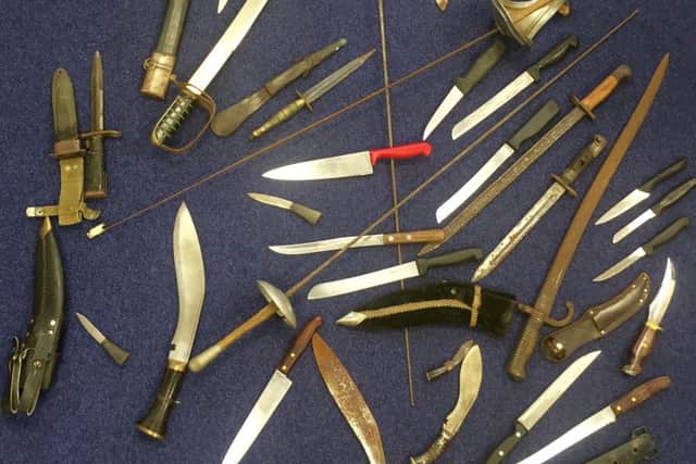 Knives handed in at Portsmouth Central police station. Picture: Hampshire police