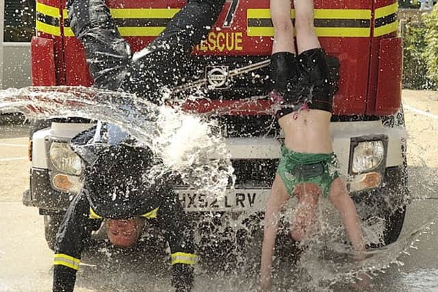 Justine Allingham at Fareham Fire Station on day 15 of her challenge
