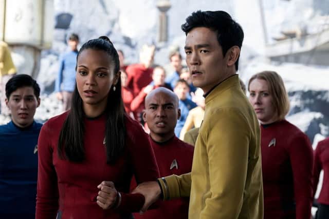 Pictured: Zoe Saldana plays Uhura and John Cho plays Sulu. PA Photo/Paramount Pictures.