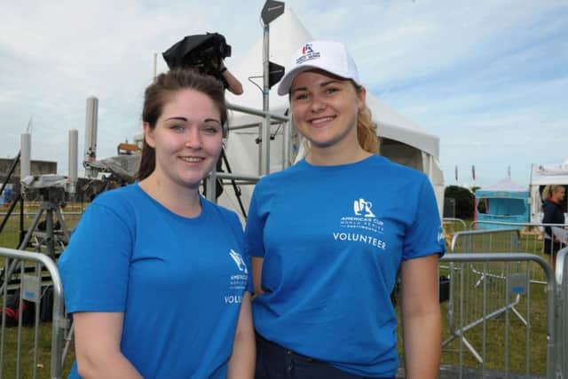 21/y/16 Americas Cup Thursday America's Cup Wavemakers Volunteers gather before the event starts. Volunteers L-R Mae Webb 20, Ruta Kairyte 20. Picture: Paul Jacobs (160164-4) PPP-160721-101821006