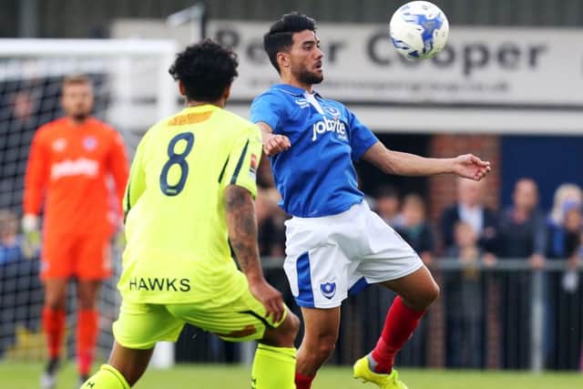 Danny Rose in pre-season action for Pompey against the Hawks Picture: Joe Pepler