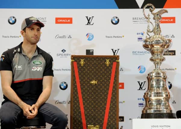 21/7/2016 (NEWS) 

Land Rover BAR held a briefing and then a Press Conference was held for the America's Cup World Series in Portsmouth at the Pyramids Centre in Southsea. 

Pictured is: Sir Ben Ainslie during the press conference.

Picture: Sarah Standing (161041-3738) PPP-160721-173601001