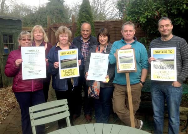 Funtley residents pictured in 2014, when they were hoping to set up the parish council. From left, Elaine Tower, Ro Petrazzini, Helen Hallett, Ed Morell, Ruth Saunders, Adrian Saunders and Jason Mudge