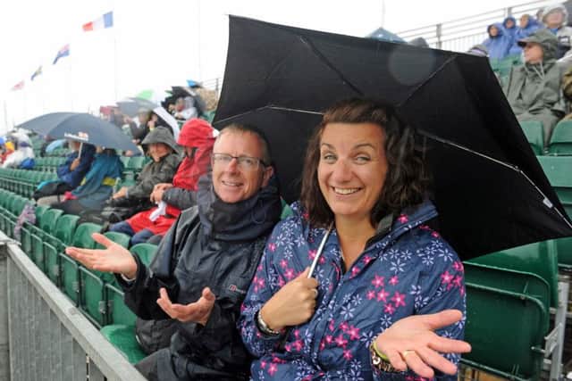 Andy and Rachel Wilkinson from Chichester watch the practice races at last year's America's Cup