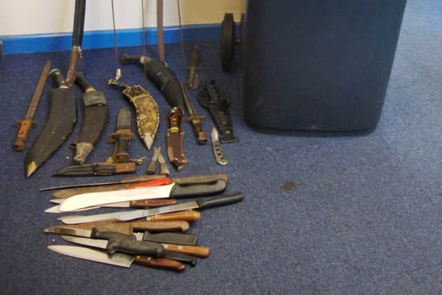 The knives handed in at Portsmouth police station during the amnesty