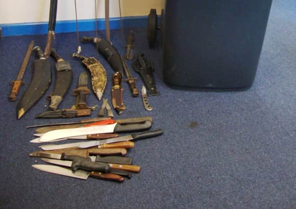 The knives handed in at Portsmouth police station during the amnesty