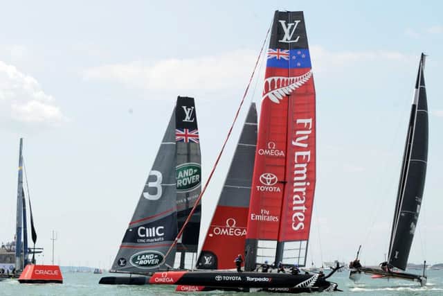 22/7/2016 (NEWS)Practice racing took place on Friday Day 1 of the America's Cup World Cup Series in Portsmouth. Picture: Sarah Standing (161043-7892) PPP-160722-175903001