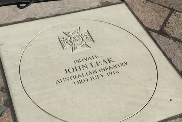 Private John Leak's memorial plaque in Commercial Road, Portsmouth