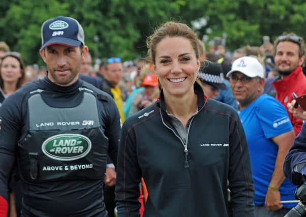 Sir Ben Ainslie escorts The Duchess of Cambridge
 Picture Ian Hargreaves (160987-13)