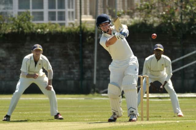 Alex Willoughby bats for Burridge seconds against United Services. Picture: Mick Young (160791-02)