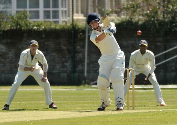 Alex Willoughby bats for Burridge seconds against United Services. Picture: Mick Young (160791-02)