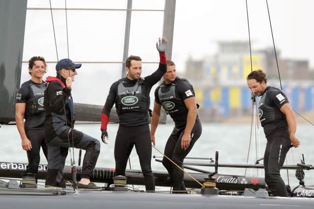 SO PROUD:
Land Rover BAR celebrate after Race 6 on Sunday