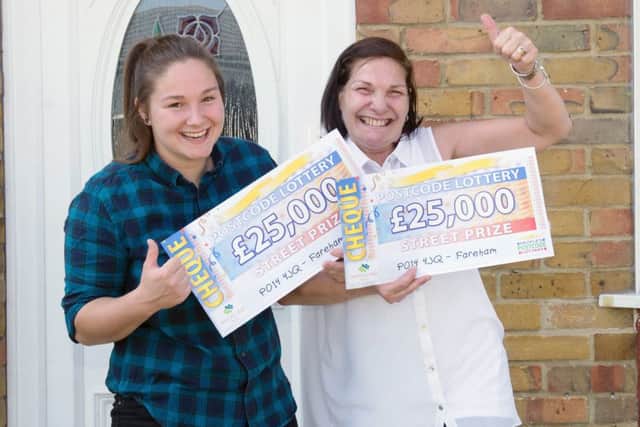 Katrina Walcroft, 22, and her mum Sharon, 53, celebrate their winnings