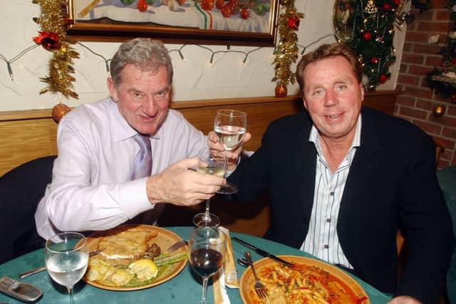 Milan Mandaric and Harry Redknapp celebrate being reunited at Pompey with a meal at the Pizza House in Hilsea in 2007