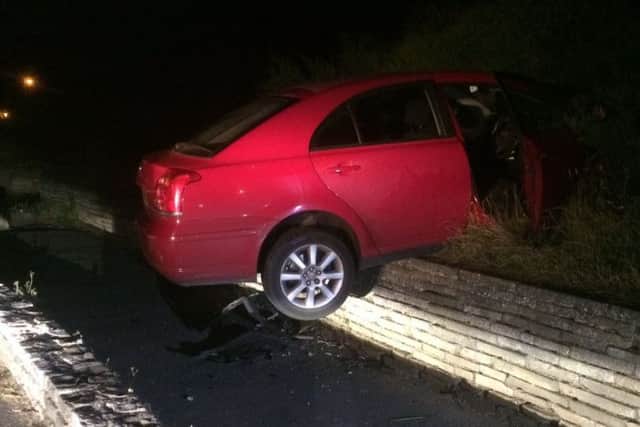 A Toyota Avensis crashed in a car park in Southsea
