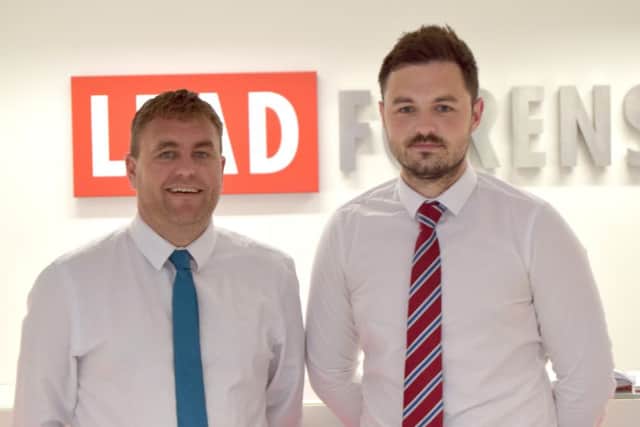 (l-r) Robbie Savage and Adam Weeks of Lead Forensics