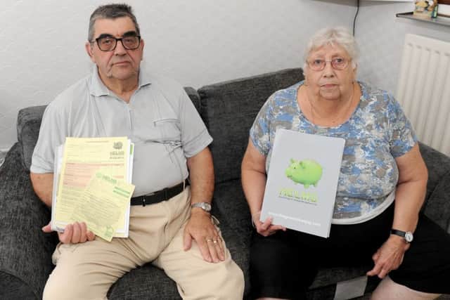 Ken and Susan Baker, both 71, of Bridgemary who feel conned by the solar panels firm Helms
Picture: Sarah Standing (161048-9492)
