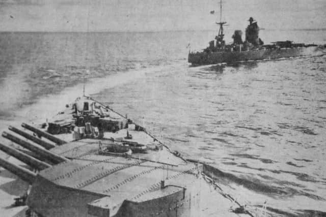 A rare sight, Britains two largest battleships, Rodney and Nelson at sea together