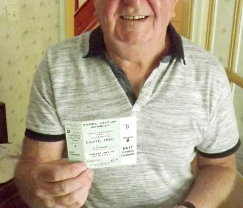 Neville Shaw today with an unwanted ticket to the Mexico v Uruguay game in 1966.