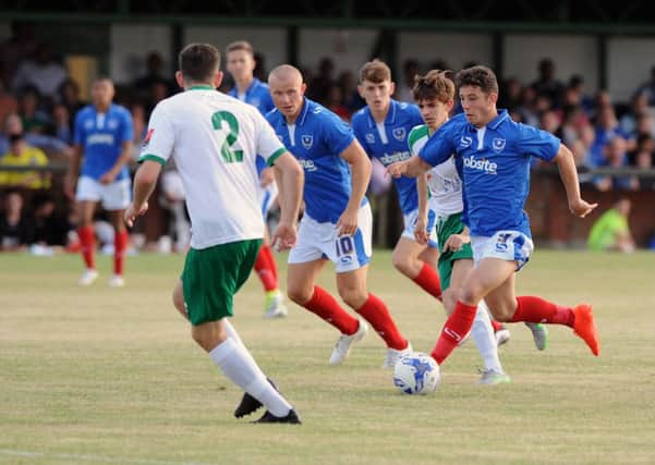 Conor Chaplin torments the Bognor defence. Picture: Sarah Standing