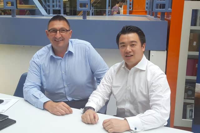 Meridian Centre general manager Rob Fryer with Havant MP Alan Mak
