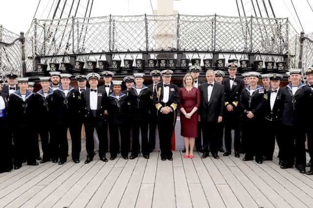 Award recipients with the Second Sea Lord Vice Admiral Jonathan Woodcock, Penny Mordaunt MP, Councillor Ian Lyon and Commodore Peter Sparks, commander of Portsmouth Flotilla