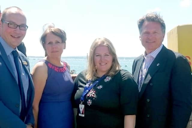 (L-r) Gavin Hall, Savills director of planning, PCC's head of planning, Claire Upton-Brown, Donna Jones, leader of Portsmouth City Council and David Williams, PCC chief executive