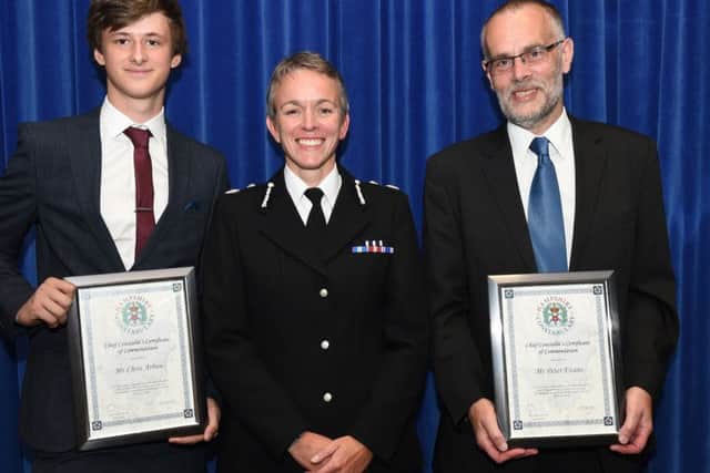 Chris Arbon and Peter Evans with Olivia Pinkney
