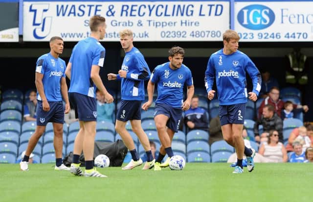 Gareth Evans, second from right, was able to join in an open training session at Fratton Park earlier today Picture: Sarah Standing