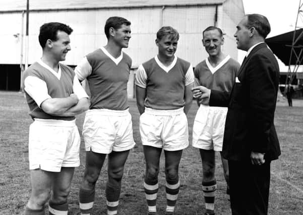 Ray Crawford, second from left, with Alf Ramsey, far right, in their Ipswich Town days in the early 1960s