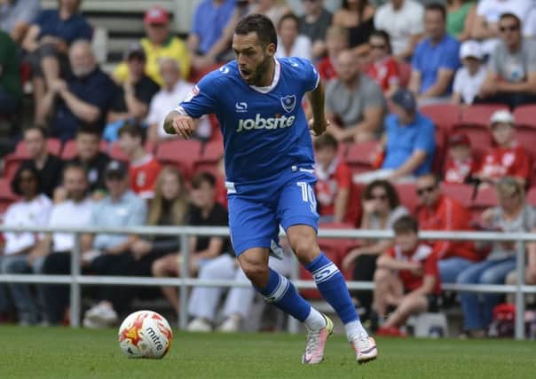Pompey winger Milan Lalkovic in action at Bristol City this afternoon    Picture: Neil Marshall