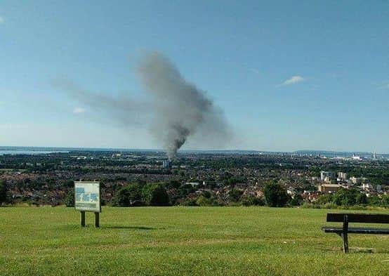 Smoke from the fire at an industrial unit, in Hilsea.