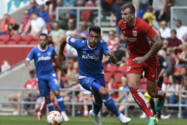 Gary Roberts on the attack against Bristol City. Picture: Neil Marshall