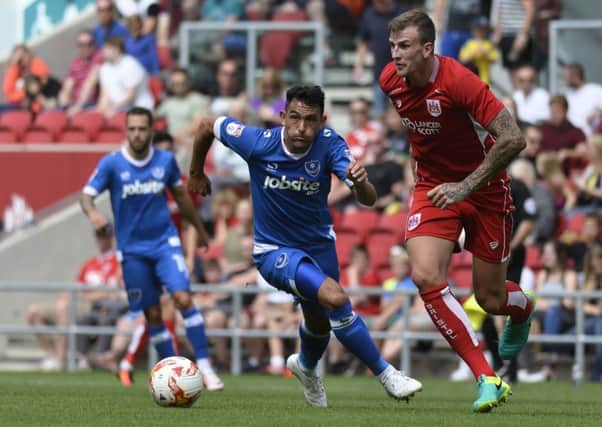 Gary Roberts on the attack against Bristol City. Picture: Neil Marshall