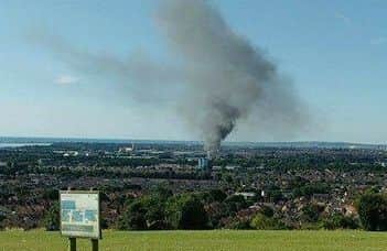 Smoke from the fire at an industrial unit, in Hilsea. PPP-160731-095803001