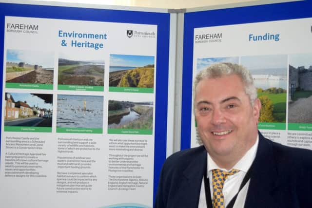 Fareham Borough councillor Geoff Fazackarley at an exhibition of plans for Â£9m of flooding work at Portchester