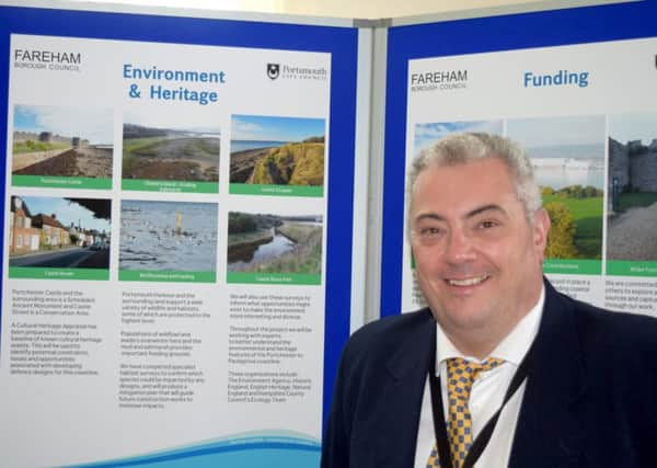 Fareham Borough councillor Geoff Fazackarley at an exhibition of plans for Â£9m of flooding work at Portchester