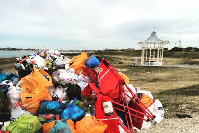 Litter left by the bandstand following a gig on Sunday Picture: Sarah Parham
