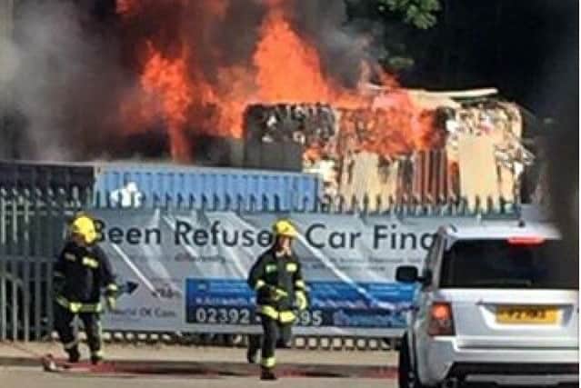 The fire at the industrial estate in Hilsea