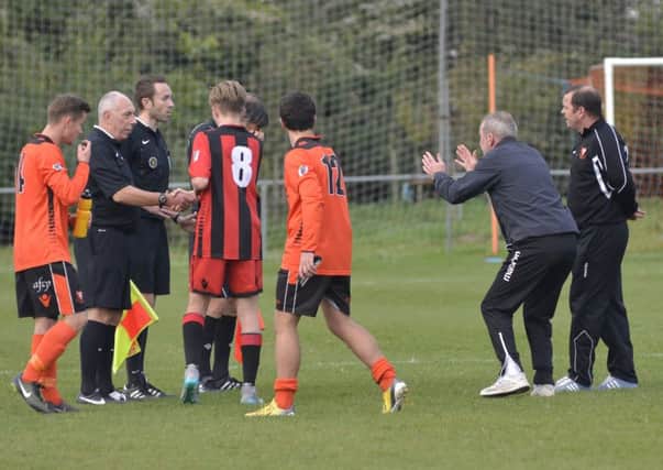 AFC Portchester boss Graham Rix, second from right, goes up against former Royals colleague and newly-appointed Horndean manager Michael Birmingham, far right, at Wicor Rec tonight          Pictures: Neil Marshall