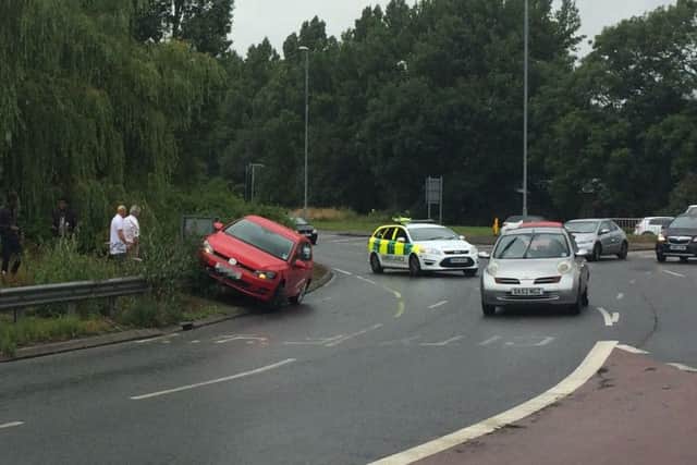 The accident on the Portsbridge roundabout