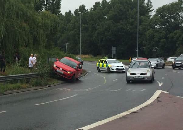 The accident on the Portsbridge roundabout