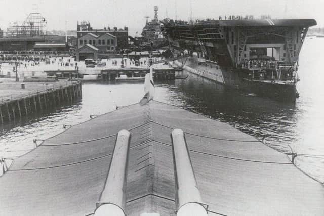 BARRELS A shot of HMS Furious, from another ship, at Navy Days in Portsmouth, probably in 1927