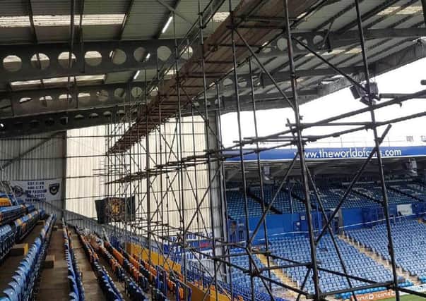 The renovation work going on at Fratton Park