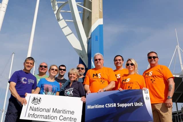 Charity Abseil down Spinnaker Tower), a team of 10 personnel from the National Maritime Information Centre and the Maritime C5ISR Support Unit abseiled the 190 meters of Portsmouths Spinnaker Tower.The challenge was to raise awareness and funds for the MS Society (Portsmouth Branch)
Picture: L(Phot) Dave Jenkins