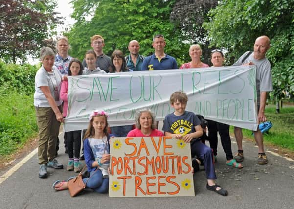 Protestors who are trying to stop the felling of trees in the grounds of St James Hospital in Portsmouth Picture Ian Hargreaves  (160832-1)