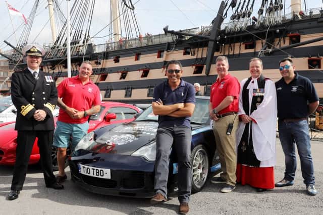 From left, Naval Secretary Rear Admiral Williams, Warrant Officer Shaw, former England rugby player Rory Underwood, Lieutenant Commander Shaw, The Chaplain of the Fleet, and former Royal Navy Weapons Engineer Phil Howell