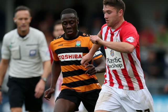 Adam Buxton in action for Accrington Stanley